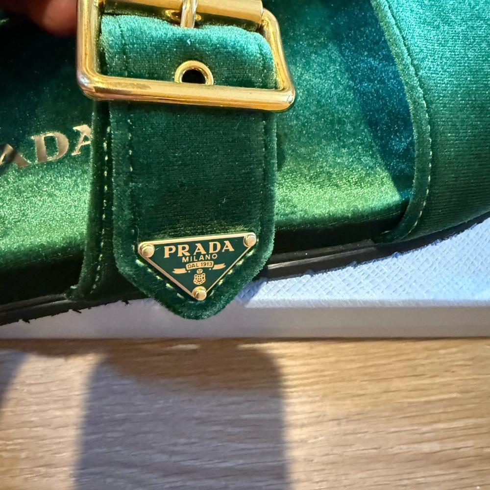 Prada Green Velvet Slide Sandals - Picture 11 of 11
